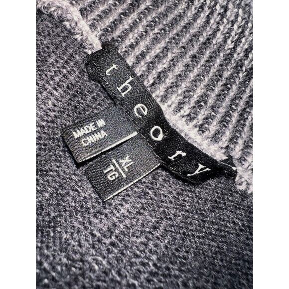 THEORY SWEATER MERINO WOOL 1/4 BUTTON PULLOVER GRAY EXTRA LARGE XL - Picture 4 of 4